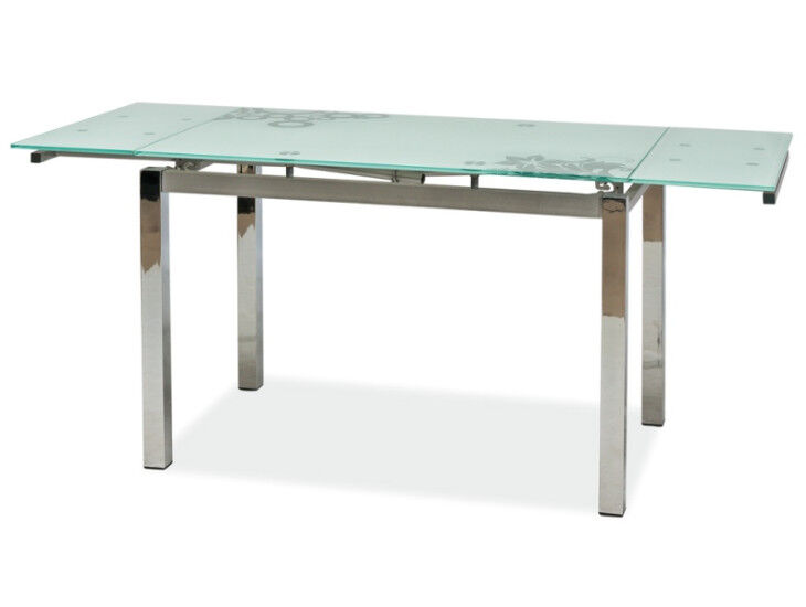 Raztegljiva jedilna miza MILA v kombinaciji kaljenega stekla in kovine v krom barvi, bo prinesla svežino v vaš prostor. Miza je narejena iz kakovostnih