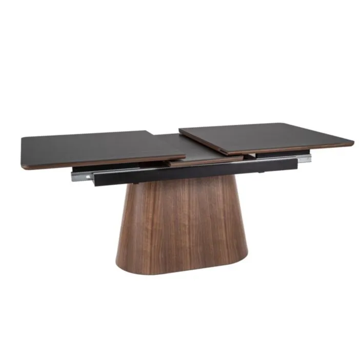 Raztegljiva jedilna miza MONAKO Raztegljiva jedilna miza MONAKO . Raztegljiva jedilna miza MONAKO je elegantna in moderna miza. Miza ima funkcijo raztezanja. Lahko jo imaste zloženo ali jo