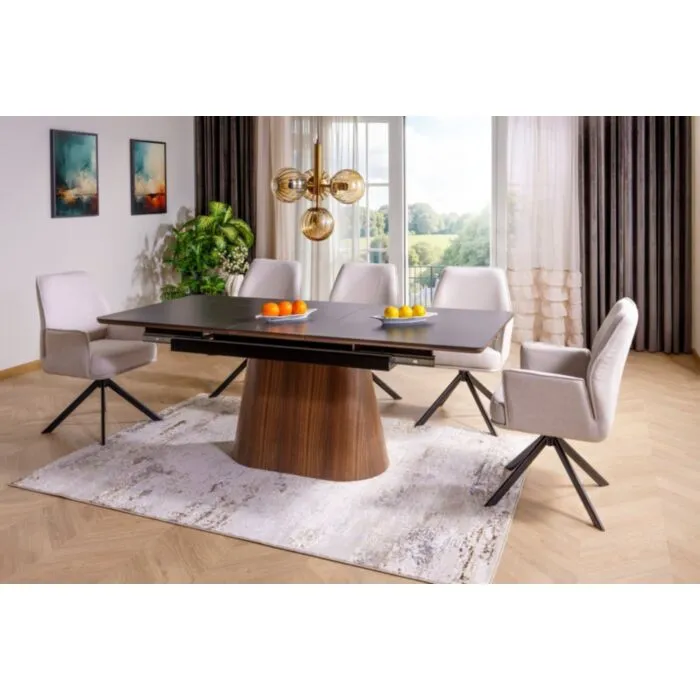 Raztegljiva jedilna miza MONAKO Raztegljiva jedilna miza MONAKO . Raztegljiva jedilna miza MONAKO je elegantna in moderna miza. Miza ima funkcijo raztezanja. Lahko jo imaste zloženo ali jo