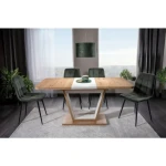 Raztegljiva jedilna miza PINTA 1 . Raztegljiva jedilna miza PINTA 1 je narejena iz kvalitetne laminirane plošče v kombinaciji svetlega hrasta ter bele mat