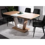 Raztegljiva jedilna miza PINTA 1 . Raztegljiva jedilna miza PINTA 1 je narejena iz kvalitetne laminirane plošče v kombinaciji svetlega hrasta ter bele mat