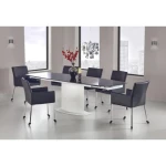 Raztegljiva jedilna miza ROSA . Jedilna miza ROSA se odlično poda v vsako jedilnico. Narejena je iz kovinskega podnožja, mizna plošča je steklena. Miza je