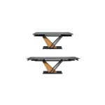 Raztegljiva jedilna miza SOKOL 180 . Raztegljiva jedilna miza SOKOL 180 je narejena iz keramike, z efektom marmorja. Ogrodje je iz kovine, vsebuje MDF s