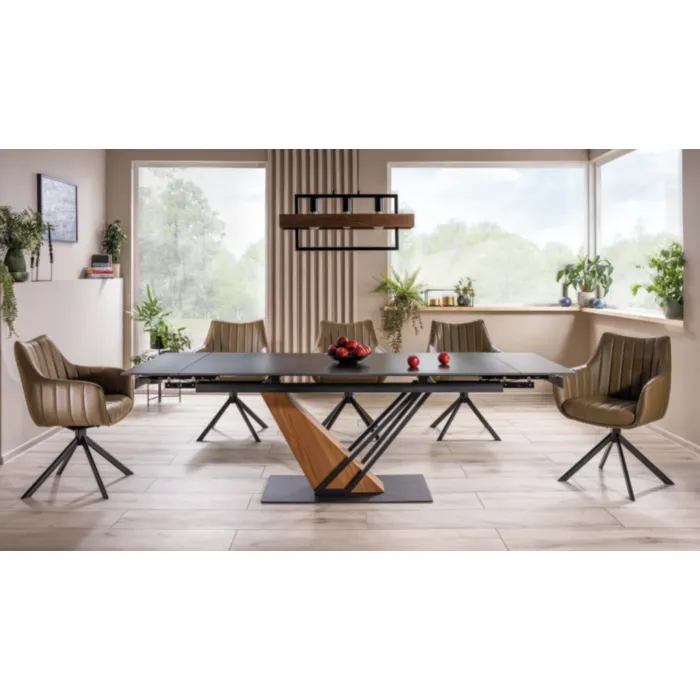 Raztegljiva jedilna miza SOKOL 180 Raztegljiva jedilna miza SOKOL 180 . Raztegljiva jedilna miza SOKOL 180 je narejena iz keramike, z efektom marmorja. Ogrodje je iz kovine, vsebuje MDF s