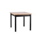 Raztegljiva jedilna miza SUE . Raztegljiva jedilna miza SUE je narejena iz kvalitetne laminirane plošče, v barvi hrasta. Nogice pa so črne barve. Miza je