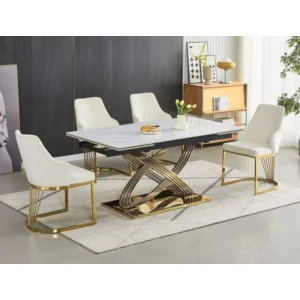 Raztegljiva jedilna miza VILIJA . Raztegljiva jedilna miza VILIJA, je moderna in elegantna jedilna miza, ki se poda v vsak prostor. Mizna plošča je narejena