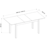 Raztegljiva miza KVIN . Raztegljiva miza KVIN je moderna a hkrati elegantna miza, ki bo popestrila vsak prostor. Ima črne, vitke noge v kombinaciji z