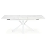 Raztegljiva miza ZARA, v kombinaciji belega marmorja in bele barve, popestri vsak prostor. Mizna plošča je narejena iz sintran kamna. Sintran kamen je