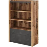 Regal FERGO . Regal FERGO je primeren za vsako dnevno sobo ili sobo za druženje. Ima eleganten izgled, ki dopolni vsak prostor. Ima dva predala ter 3 police.