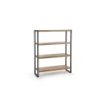 Regal MATEJ je eleganten in funkcionalen kos pohištva. Izdelan je iz MDF-ja in kovine, v sodobni kombinaciji zlate hrastove barve in črnih detajlov. Ta regal