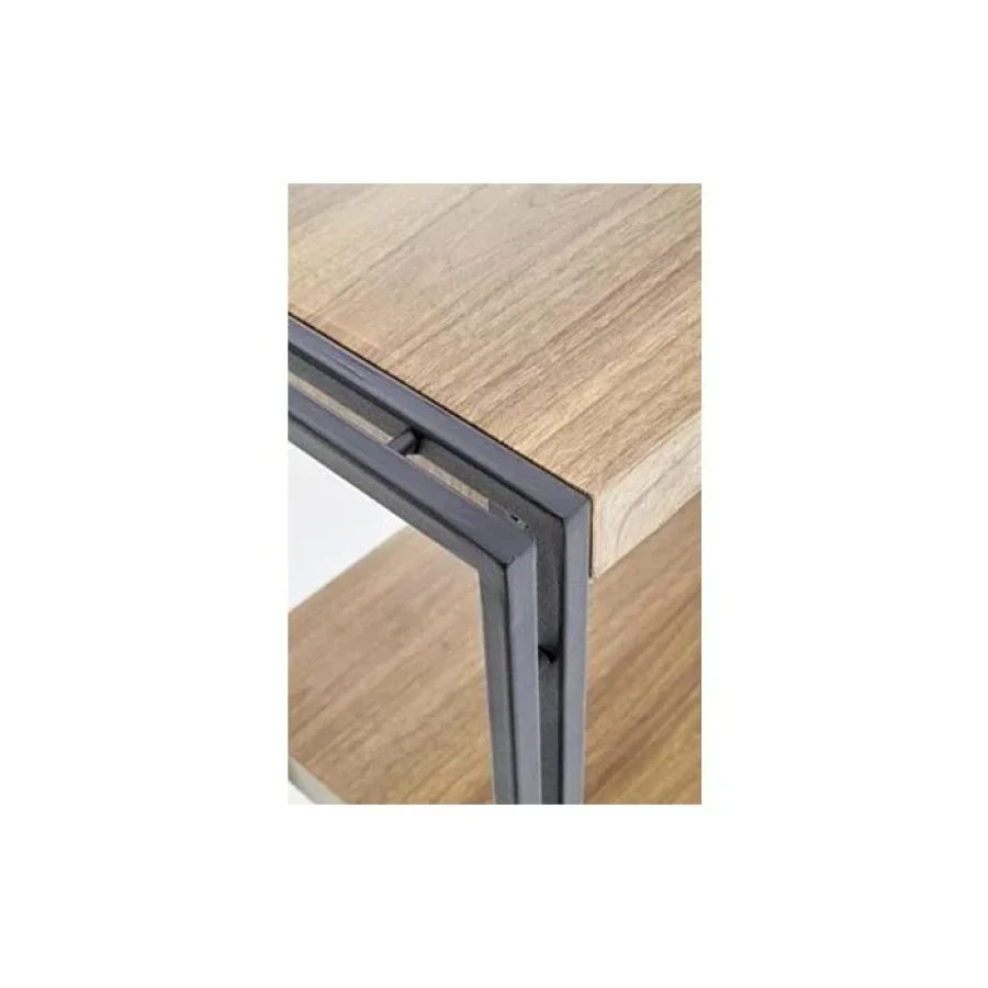 Regal MATEJ 2 . Regal MATEJ je eleganten in funkcionalen kos pohištva. Izdelan je iz MDF-ja in kovine, v sodobni kombinaciji zlate hrastove barve in črnih