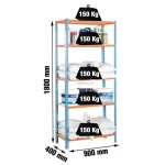 REGAL SIMONRACK 180X90X40 CM, 5 POLIC 150 KG/POLICO PLAVA/ORAN - slika 6