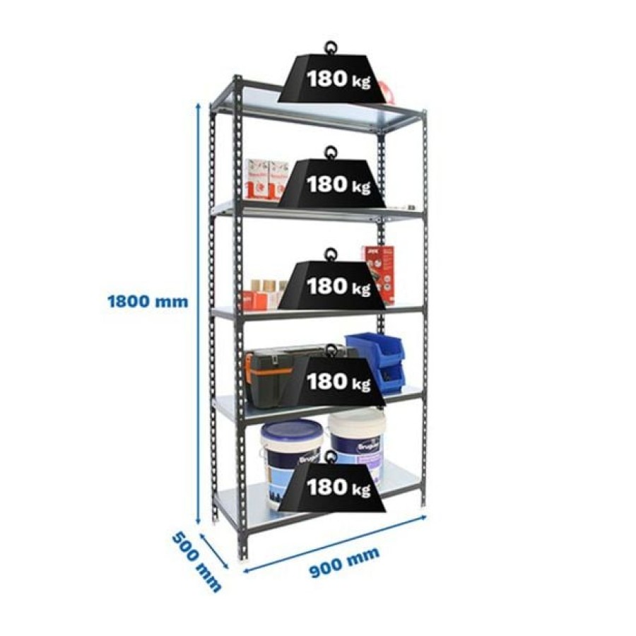 REGAL SIMONRACK 180X90X50 CM 5P/180KG ANTRACIT / GALVA