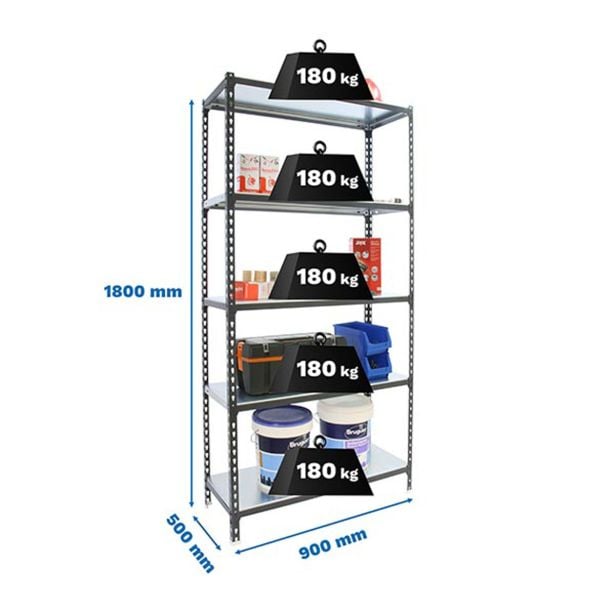 REGAL SIMONRACK 180X90X50 CM 5P/180KG ANTRACIT / GALVA REGAL SIMONRACK 180X90X50 CM 5P/180KG ANTRACIT / GALVA