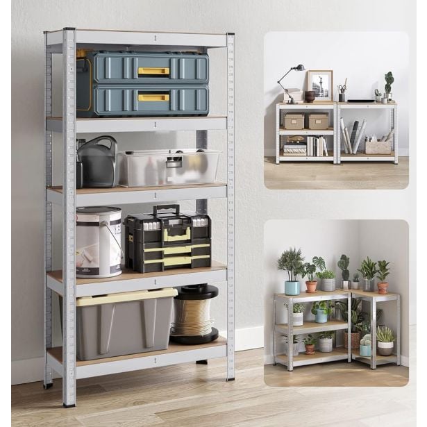 regal-songmics-150x75x30-cm-5p130kg-glr030e01-rjavo-srebrn-3500433-3 REGAL SONGMICS 150X75X30 CM 5P/130KG GLR030E01 RJAVO-SREBRN - slika 4