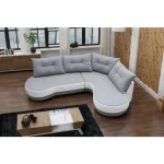 Sedežna garnitura ANJA . Kotna sedežna garnitura ANJA je zelo praktična in funkcionalna. Narejena je v kombinaciji kvalitetnega umetnega usnja in blaga.