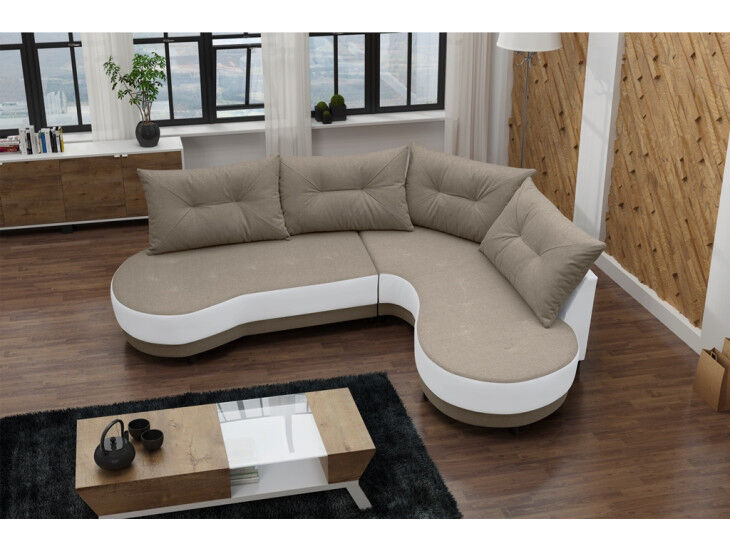 Kotna sedežna garnitura ANJA je zelo praktična in funkcionalna. Narejena je v kombinaciji kvalitetnega umetnega usnja in blaga. Garnitura ima levi ali desni