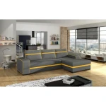 Sedežna garnitura FACE . Kotna sedežna garnitura FACE je zelo praktična in funkcionalna. Narejena je v kombinaciji kvalitetnem blaga ter umetnega usnja.