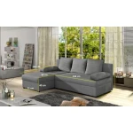 Sedežna garnitura GINA temno sivo blago . Sedežna garnitura GINA je kotna sedežna garnitura izjemne kvalitete po ugodni ceni. Sedežna ima tudi pomožno