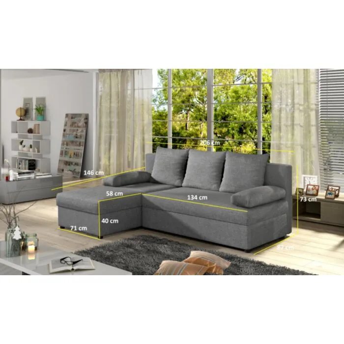 Sedežna garnitura GINA temno sivo blago Sedežna garnitura GINA temno sivo blago . Sedežna garnitura GINA je kotna sedežna garnitura izjemne kvalitete po ugodni ceni. Sedežna ima tudi pomožno