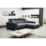 Sedežna garnitura KIRA . Sedežna garnitura KIRA je zelo praktična in funkcionalna. Narejena je v kombinaciji umetnega usnja in blaga. Garnitura ima levi ali