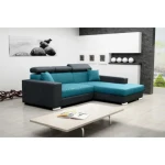 Sedežna garnitura KIRA . Sedežna garnitura KIRA je zelo praktična in funkcionalna. Narejena je v kombinaciji umetnega usnja in blaga. Garnitura ima levi ali