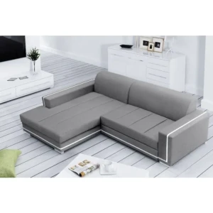 Sedežna garnitura MIRA . Sedežna garnitura MIRA je zelo praktična in funkcionalna. Narejena je v kombinaciji blaga ter umetnega usnja. Garnitura ima levi