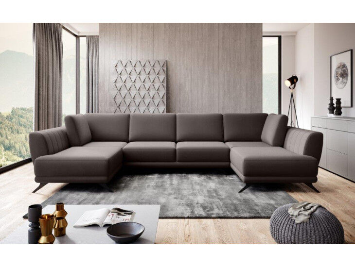 Sedežna garnitura OLIVIA v obliki črke U - eleganten in moderen kos dnevnega pohištva. Sedežna je vzmetena z valovitimi vzmetmi v kombinaciji z visoko