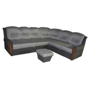 Sedežna garnitura RING MINI črna . Klasična sedežna garnitura z lesenim dodatkom. Sedežna se raztegne v ležišče, pod dvosedom ima zaboj za shranjevanje