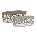 Set 2 klubskih mizic ZAHID . Set 2 klubskih mizic ZAHID je narejen iz aluminija in ima starinski zaključek. V ceno so vključeni dve mizici. Mizice so