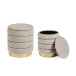 Set 2 taburejev DARINA bež . Set 2 taburejev DARINA bež ima strukturo iz MDF-ja in vezane plošče, prevleko ima iz poliestra ki oddaja učinek žameta. Dno