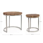 Set 2 visokih klubskih mizic RAFTER je eleganten komplet pohištva, ki popestri vsak prostor. Mizici imasta kovinski okvir in vrh iz lesa. Nogice so iz kovine,