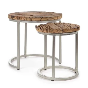 Set 2 visoke klubske mize RAFTER . Set 2 visokih klubskih mizic RAFTER je eleganten komplet pohištva, ki popestri vsak prostor. Mizici imasta kovinski okvir