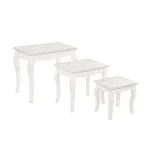 Set 3 klubskih mizic CLORINE v rustičnem slogu vas bo navdušil. Mizice so primerne tako za dnevno sobo, kot tudi dodatek v spalnici. Dobavljive so v beli