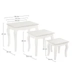 Set 3 klubskih mizic CLORINE v rustičnem slogu vas bo navdušil. Mizice so primerne tako za dnevno sobo, kot tudi dodatek v spalnici. Dobavljive so v beli