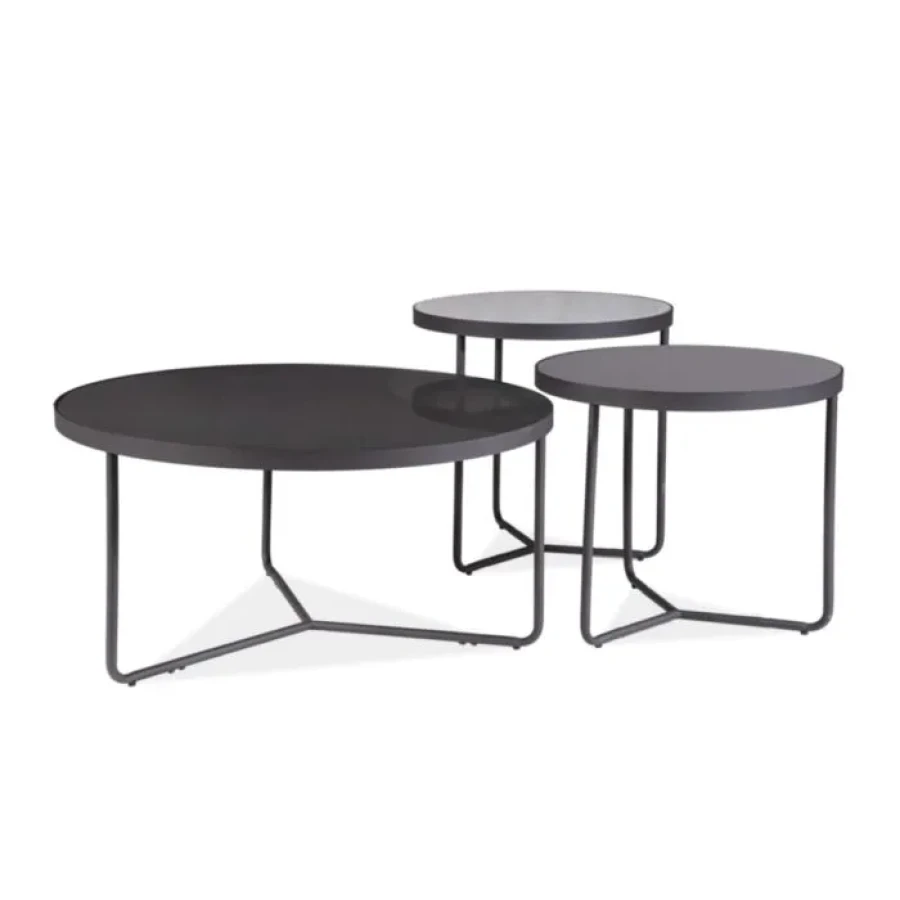 Set 3 klubskih mizic HELIOS . Set 3 klubskih mizic HELIOS vas bo navdušil s svojo preprosto eleganco in minimalističnim stilom. Tri barve, ki pridejo v