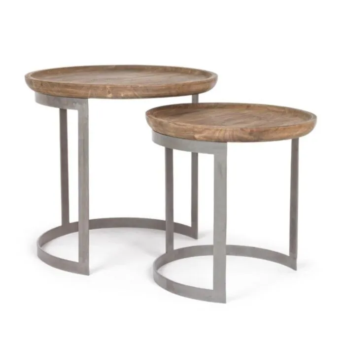 Set2 klubske mize NARVIK krog . Set2 klubske mize NARVIK krog ima jekleni okvir in vrh iz lesa. Dimenzije: širina: Ø43cm širina: 43h; Ø53cm globina: 43h;