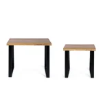 Set2 klubskih miz ARTUR . Set 2 klubskih miz ARTUR ima top iz lesa ter stabilne kovienske noge. Les je ročno oblikovan, kar pomeni, da lahko pride do