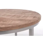 Set3 klubske mize NARVIK krog . Set3 klubske mize NARVIK krog ima jekleni okvir in vrh iz mangovega lesa. Dimenzije: širina: Ø43cm širina: 33h; Ø58cm