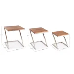 Set3 klubske mizice OSBERT . Set3 klubske mizice OSBERT ima okvir iz nerjavečega jekla in top iz akacijevega lesa. Dimenzije: širina: 35cm globina: 35cm