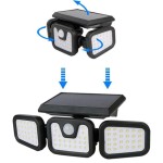 SOLARNA VRTNA SVETILKA ENTAC REFLEKTOR S SENZORJEM 3 LED PANELI 15W 600LM - slika 2