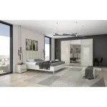 Spalnica KAVAL 2 . Kompletna spalnica KAVAL 2 bo poskrbela za vaš počitek in mir, obenem pa ima veliko prostora za shranjevanje oblačil v garderobni omari