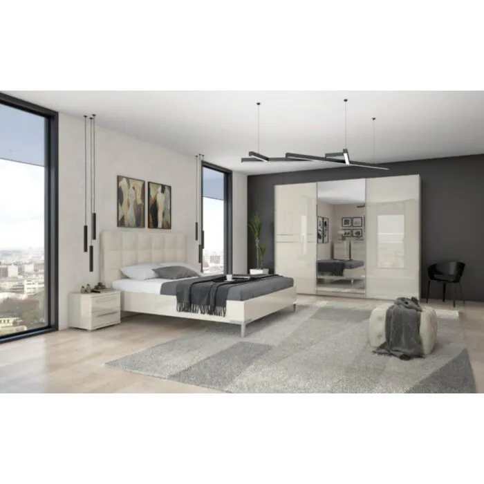 Spalnica KAVAL 2 . Kompletna spalnica KAVAL 2 bo poskrbela za vaš počitek in mir, obenem pa ima veliko prostora za shranjevanje oblačil v garderobni omari