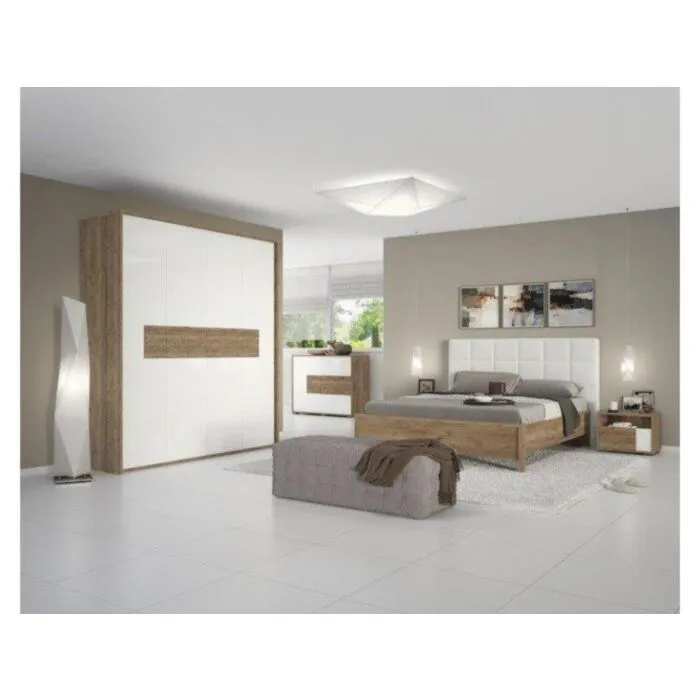 Spalnica VIŠNJA . Kompletna spalnica VIŠNJA bo poskrbela za vaš počitek in mir, obenem pa ima veliko prostora za shranjevanje oblačil v garderobni omari