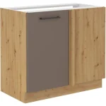 Kuhinjo OMIA je možno naročiti v kompletu (Kuhinjski bloki OMIA) ali pa po posameznih elementih po vaši izbiri. Spodnja kotna omara OMIA 105D ima fronto