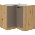 Kuhinjo OMIA je možno naročiti v kompletu (Kuhinjski bloki OMIA) ali pa po posameznih elementih po vaši izbiri. Spodnja kotna omara OMIA 89x89D ima fronti