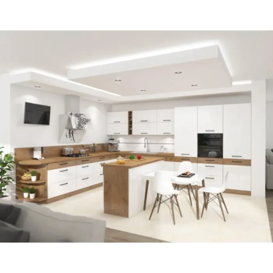 Spodnja kotna omara PARIZ GLOS 90 x 90D . Kuhinjo PARIZ je možno naročiti v kompletu (Kuhinjska bloka PARIZ) ali pa po posameznih elementih po vaši izbiri.