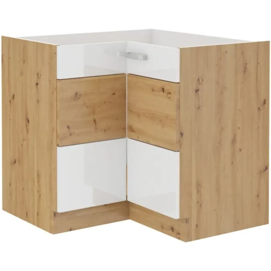 Spodnja kotna omara TISA 90x90D . Kuhinjo TISA je možno naročiti v kompletu (kuhinjska bloka TISA) ali pa po posameznih elementih po vaši izbiri. Spodnja