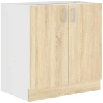 Spodnja omara ARA 80D . Spodnja omara ARA 80D je sestavljena iz fronte in korpusa iz MDF plošče, debeline 16 mm. Robovi so iz melamina. Na voljo je v barvi