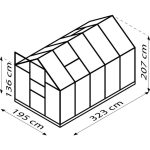 STEKLEN RASTLINJAK VITAVIA PLANET 6200 ESG 3MM, 1,95X3,21 ČRNA - RASTLINJAK+OKVIR ZA TEMELJ - slika 4